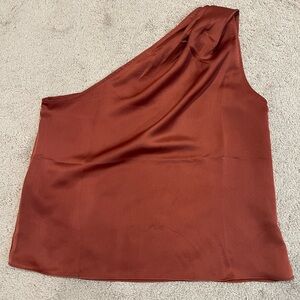White House Black Market One-Shoulder Dress in Rust